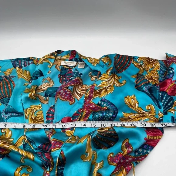 VINTAGE VICTORIA’S SECRET GOLD LABEL MERMAIDCORE CHEMISE SLIP DRESS & ROBE SZ M - Picture 8 of 9